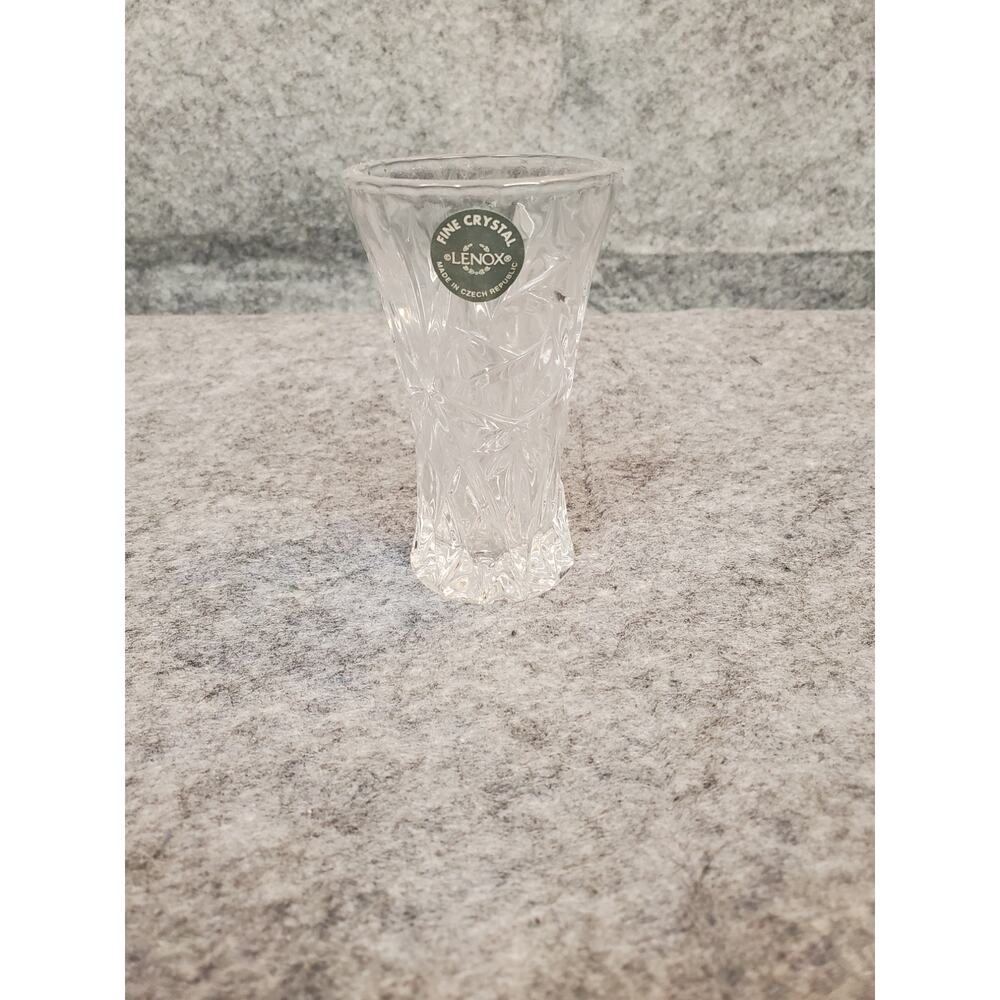 VTG Lenox Fine Crystal Star Bud Vase 4" Clear Cut Glass Mint Condition